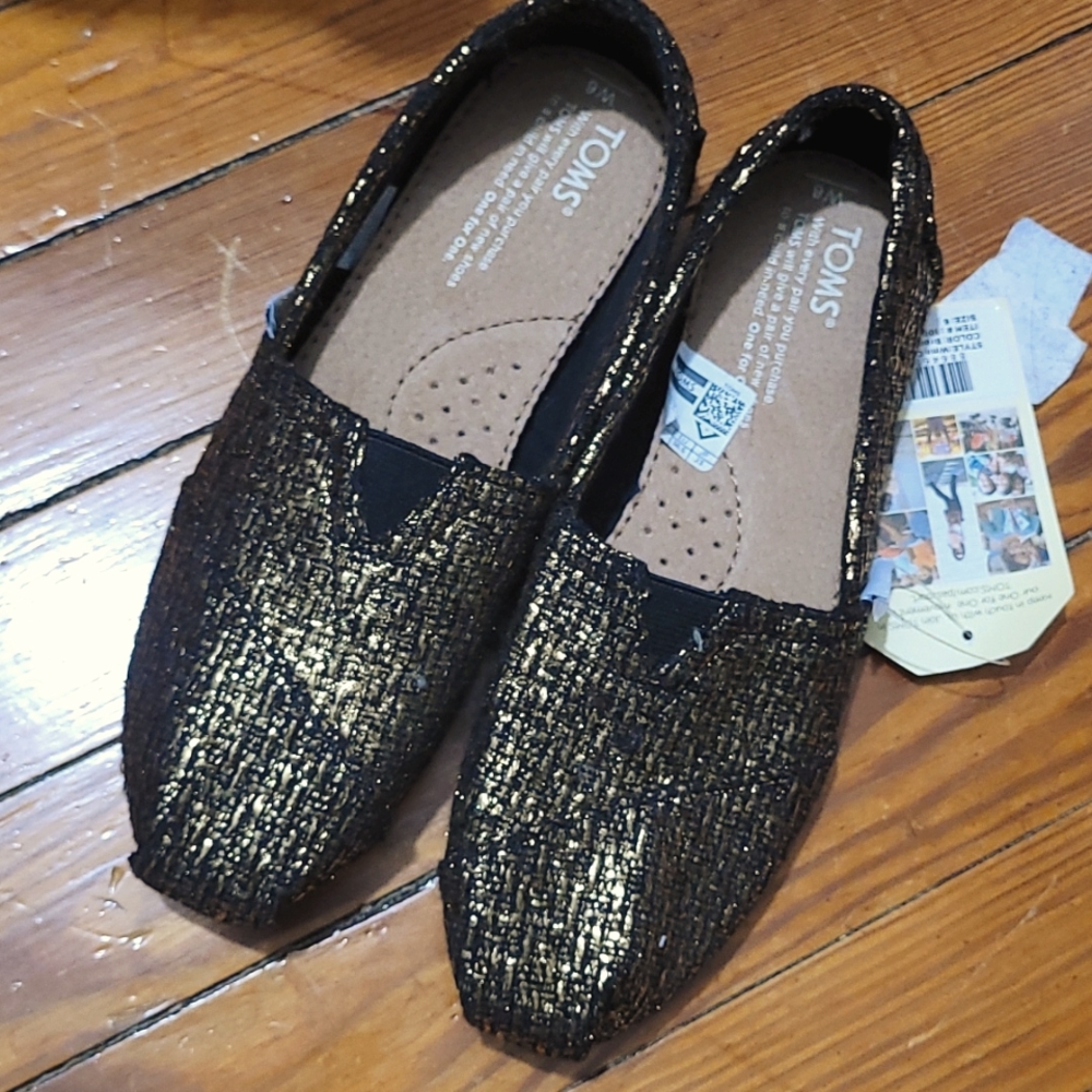 TOMS for Women: Classic Bronze/Gold GlitterĀ Slip on Shoe sz 6 - Picture 3 of 10